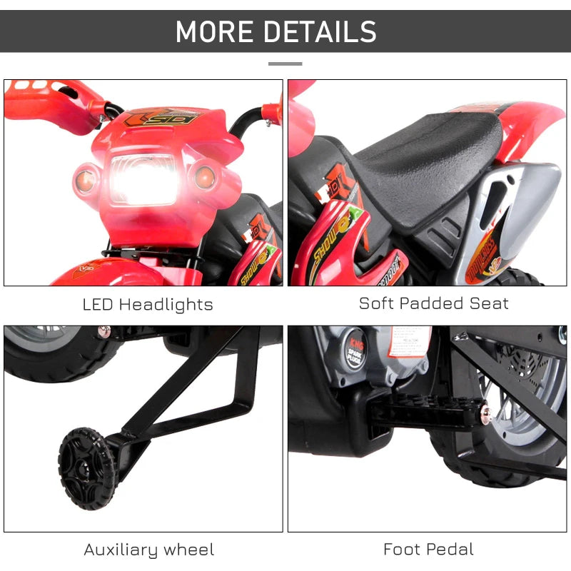 Red Kids Electric Motorbike Ride-On Toy for Ages 3-6