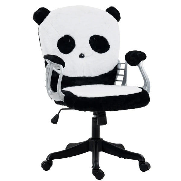 Fluffy Panda Office Chair with Tilt Function, Black and White