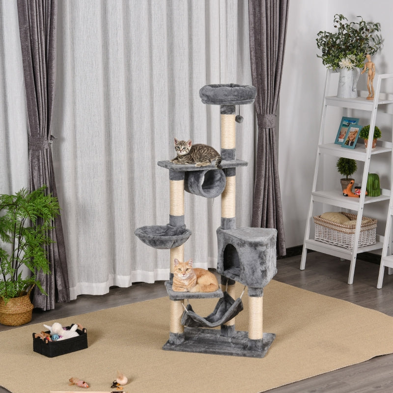 Cat Tree Condo Tower - Multi-level 150CM - Kittens Activity Stand - Grey