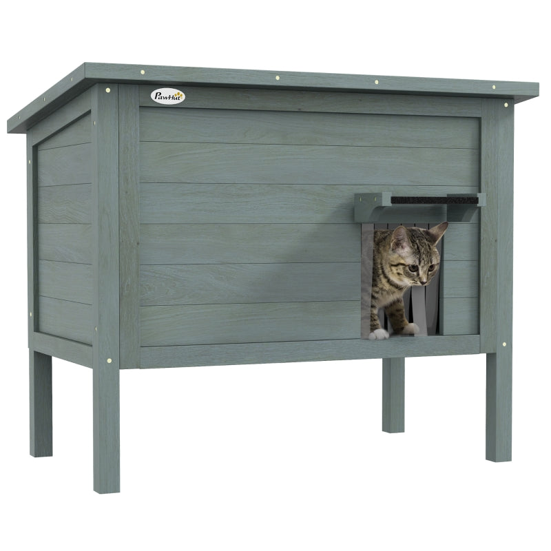 Charcoal Grey Outdoor Cat House with Insulated Design