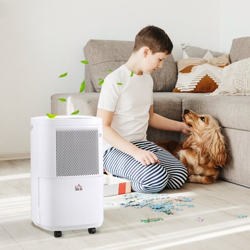 10L/Day Portable Dehumidifier - Quiet Electric Moisture Control (White)