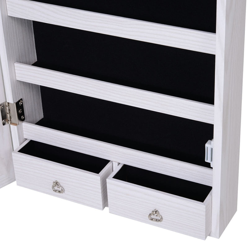 White LED Mirror Jewelry Cabinet Organizer