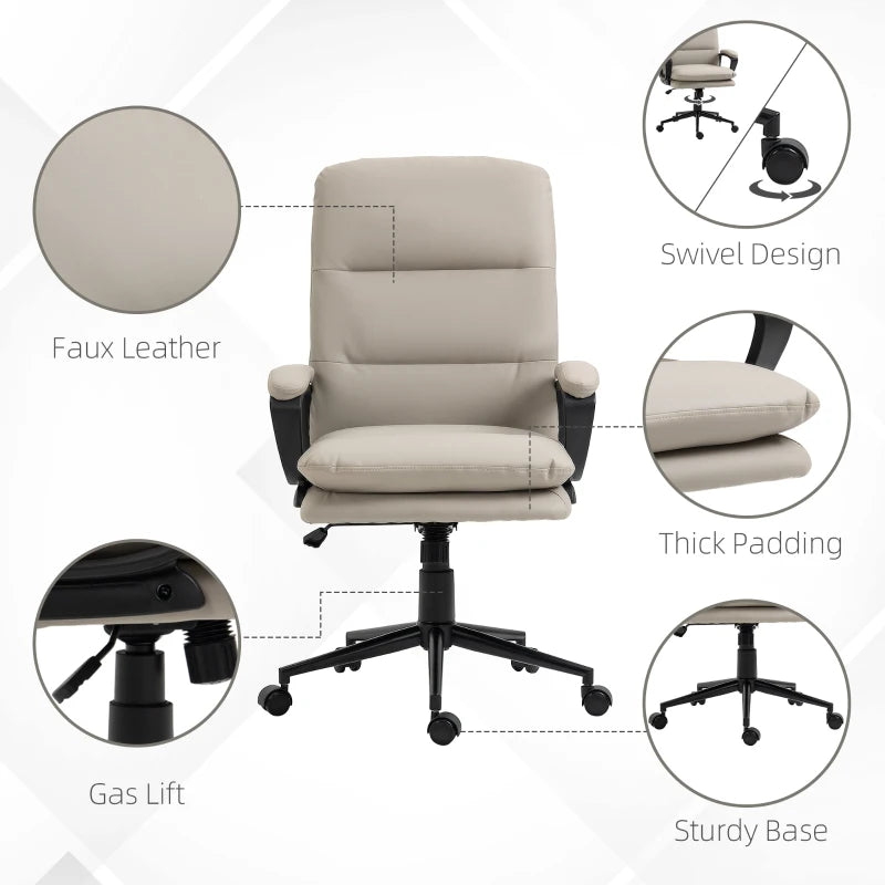 Light Grey Ergonomic Office Chair with Adjustable Height and Swivel Wheels