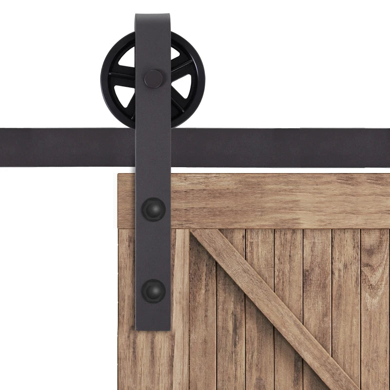 6ft Black Sliding Barn Door Kit for Single Wooden Door