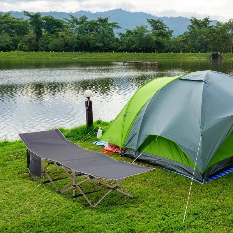 Grey Portable Camping Cot with Carry Bag