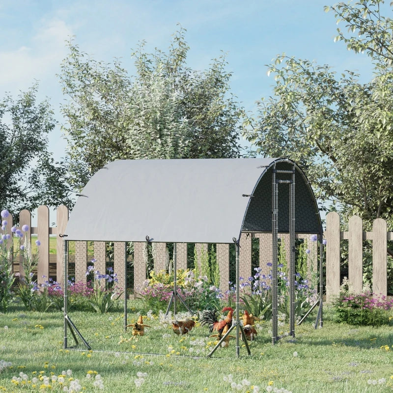 Galvanised Chicken Run with Water-Resistant Cover, 2.8 x 1.9 x 2m