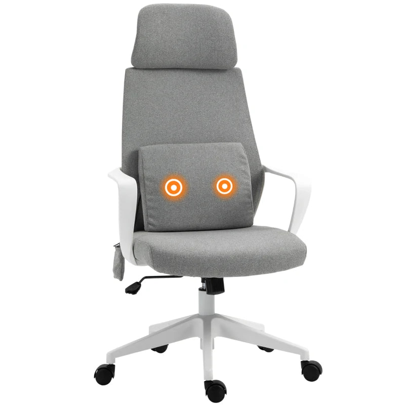 Grey Fabric Office Gaming Chair with Massage Lumbar Pillow