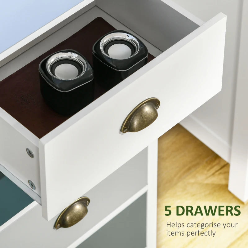 Blue 5-Drawer Slim Storage Cabinet Organizer