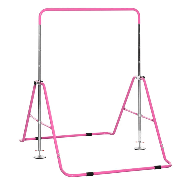 Foldable Pink Kids Gymnastics Training Bar with Adjustable Height