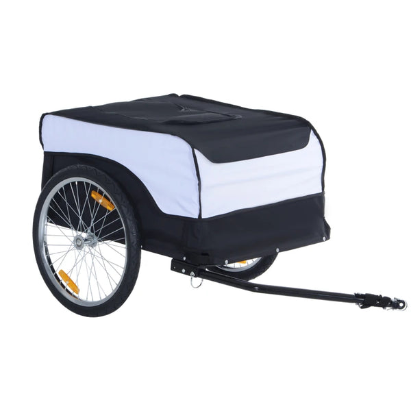 Steel Frame Bike Trailer Cargo Carrier with Removable Cover (White/Black)