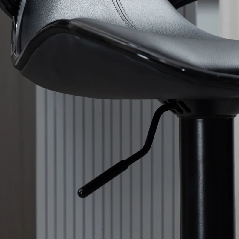 Grey Adjustable Swivel Bar Stools Set of 2 with Footrest and Backrest