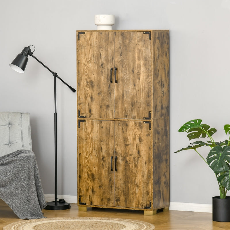 Rustic Wood 4-Door Farmhouse Cabinet with Shelves