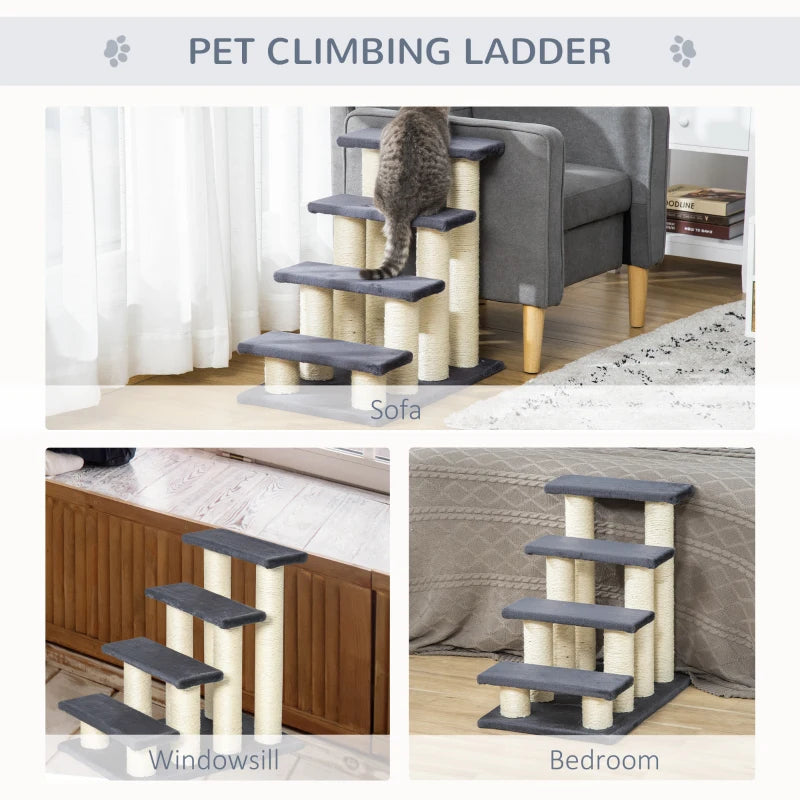 Grey Pet Ladder - Particle Board for Cats and Dogs