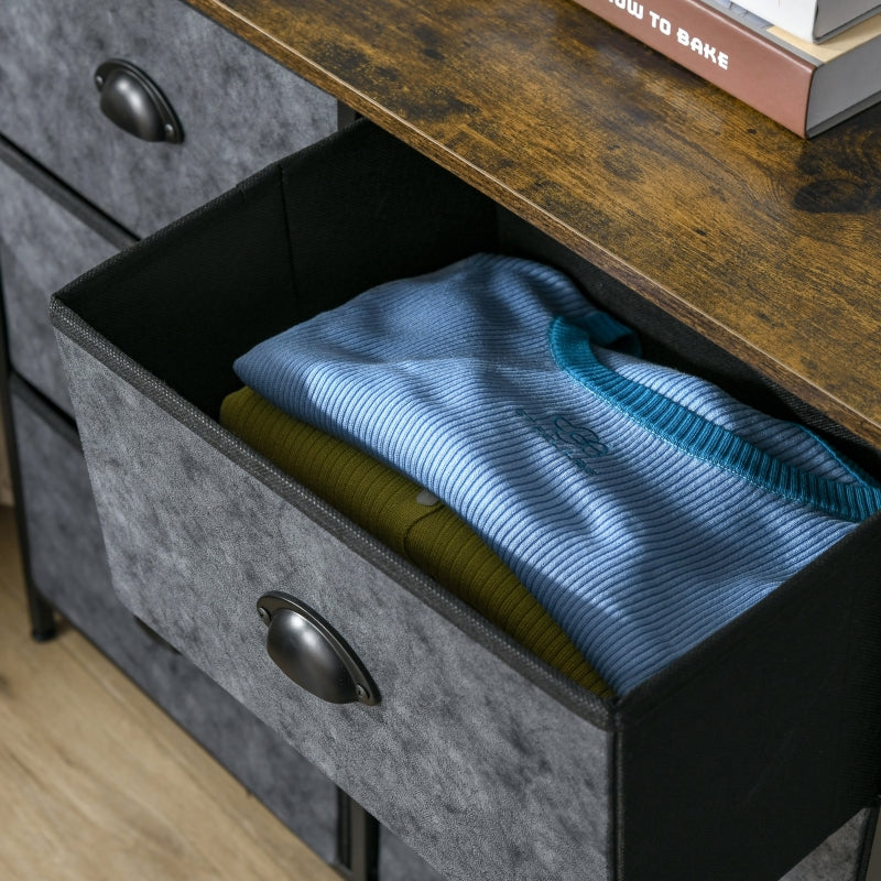 6-Drawer Fabric Dresser Storage Cabinet - Grey/Black