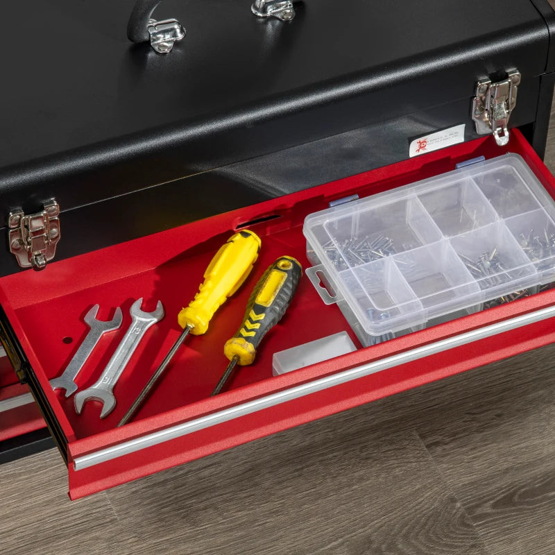 Black 3-Drawer Lockable Metal Tool Chest with Ball Bearing Runners