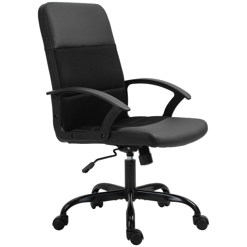 Black Mesh Office Chair with Swivel Wheels, Adjustable Height & Tilt