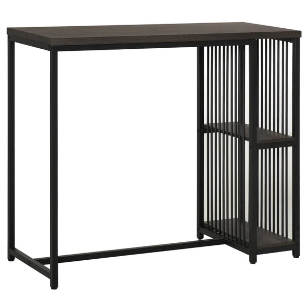 Industrial Bar Table with 2-Tier Storage Shelf - Black