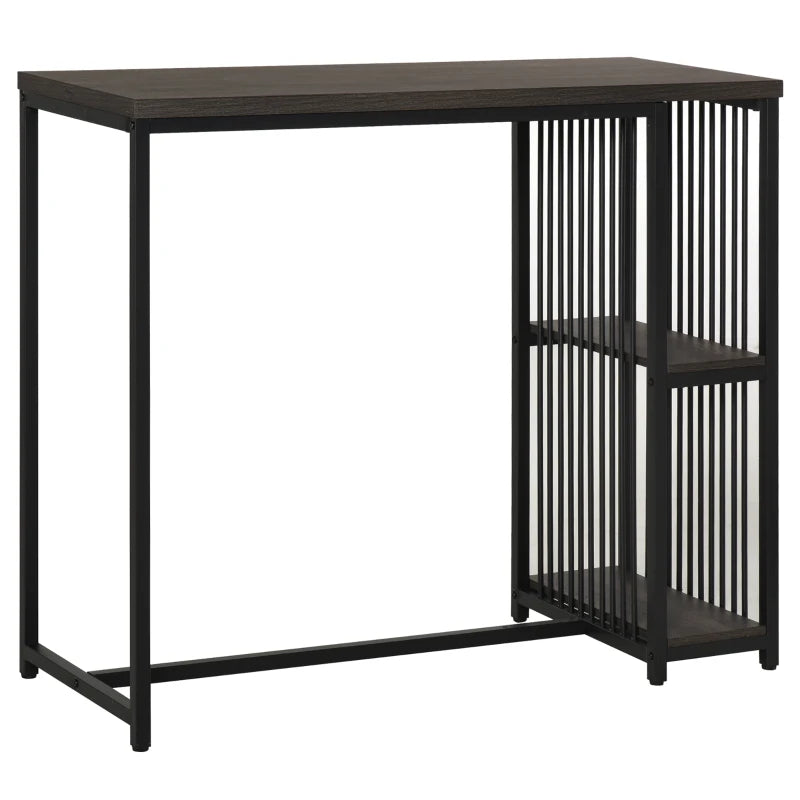Industrial Bar Table with 2-Tier Storage Shelf - Black