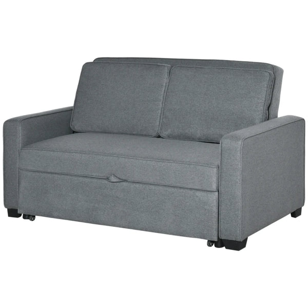 Grey Double Sofa Bed with Adjustable Backrest - Pull Out Click Clack Sofa Bed for Living Room and Bedroom