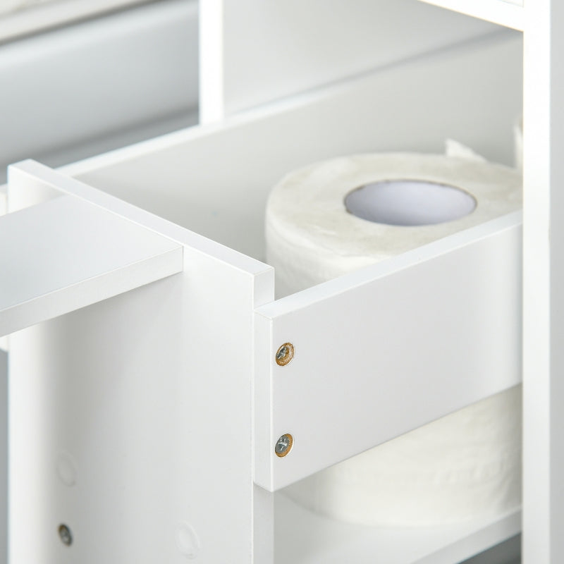 White Slim Bathroom Storage Cabinet with Drawers