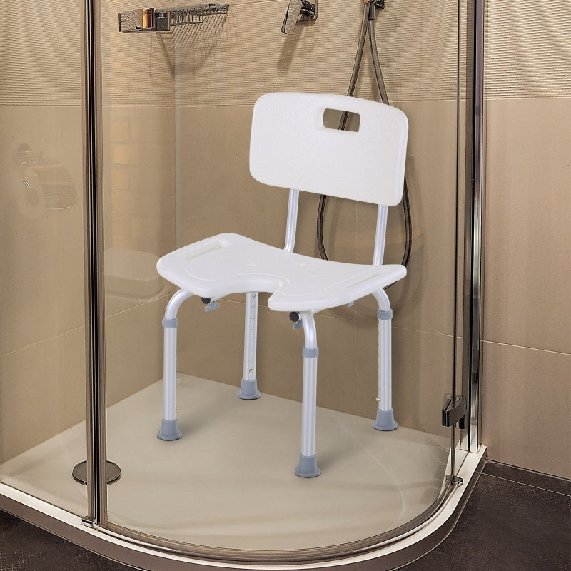 Adjustable Aluminum Bath Stool - White