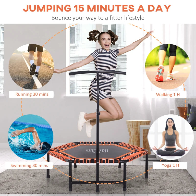 Adjustable Handle Mini Trampoline - Black/Orange