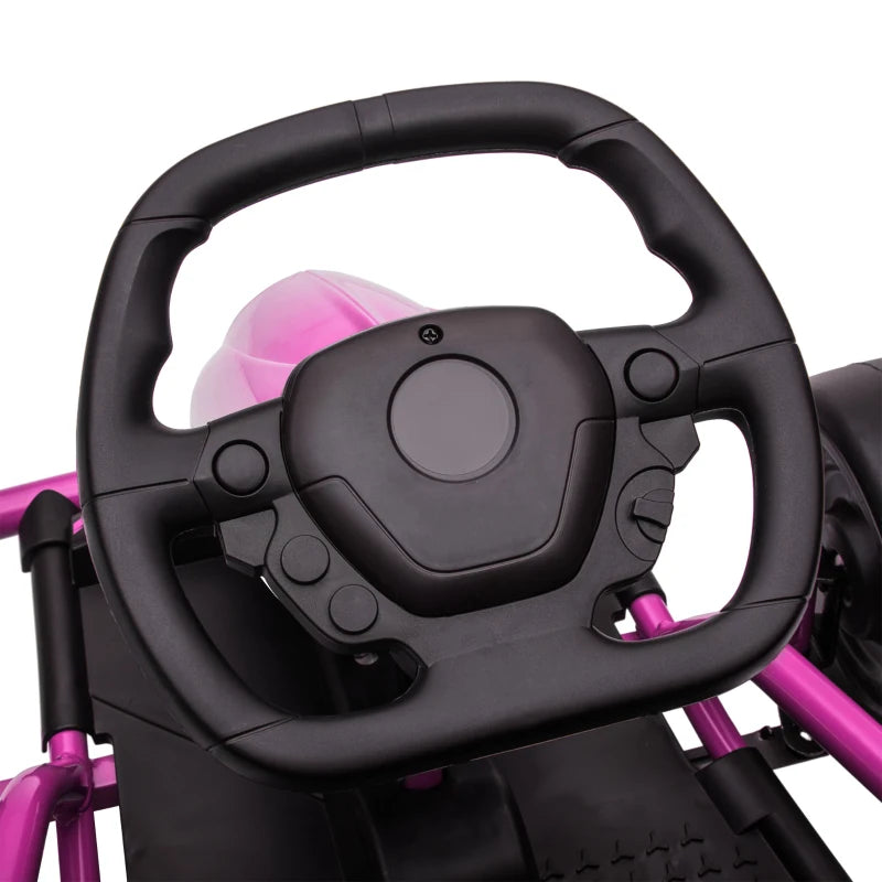 24V Pink Electric Kids Go Kart with 2 Speeds, Ages 8-12