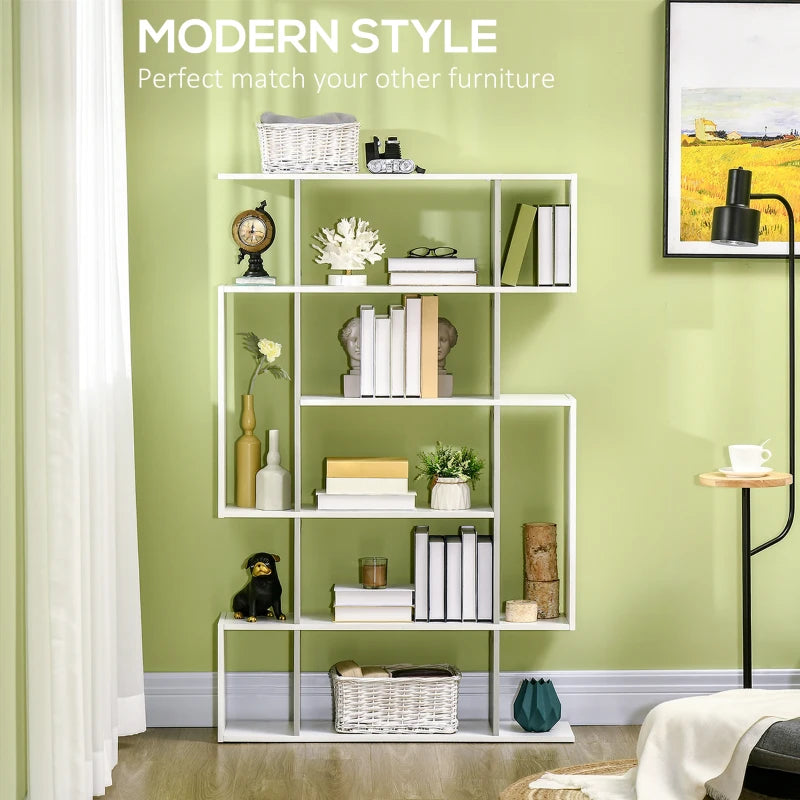 White 5-Tier Modern Bookcase with 13 Open Shelves