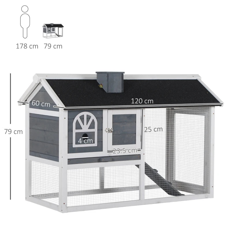 Grey 2-Tier Rabbit Hutch with Run and Water-Resistant Roof