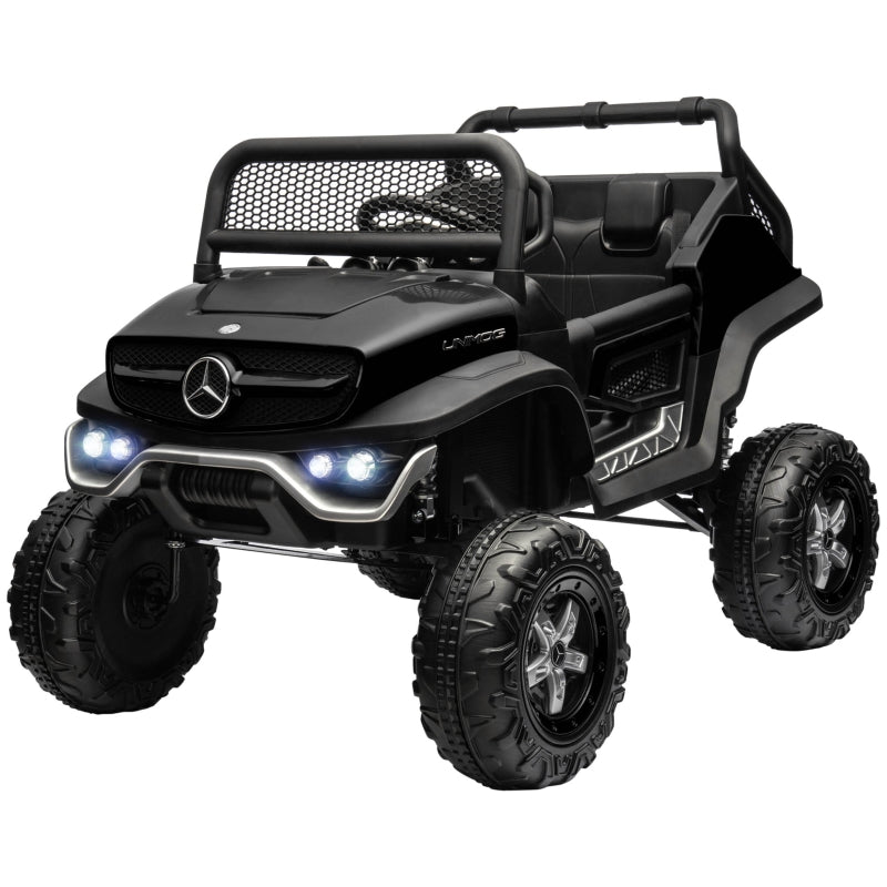 Black Kids Electric Ride-On Car with Remote Control - Mercedes-Benz Unimog Style