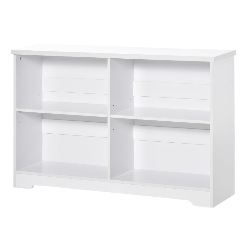 White 2-Tier Modern Cube Bookcase with Moving Shelves