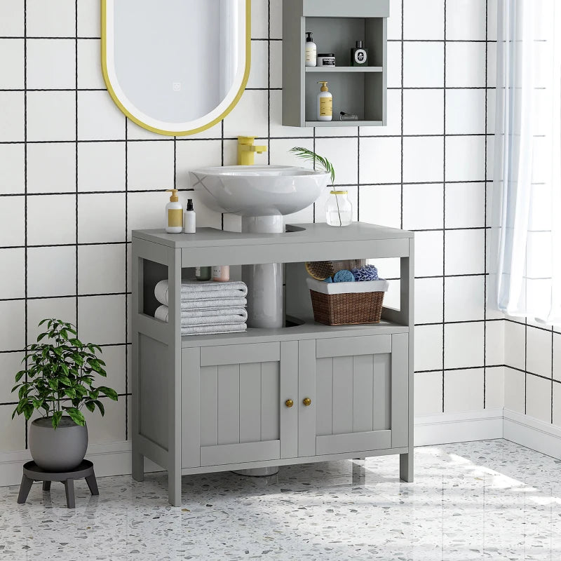 Light Grey Under Sink Cabinet with Double Doors