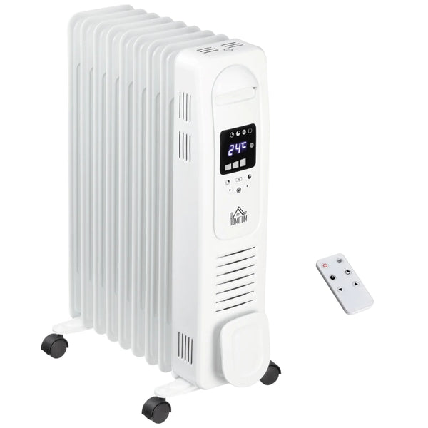 White 2000W Digital Oil Filled Radiator with Timer & Remote Control