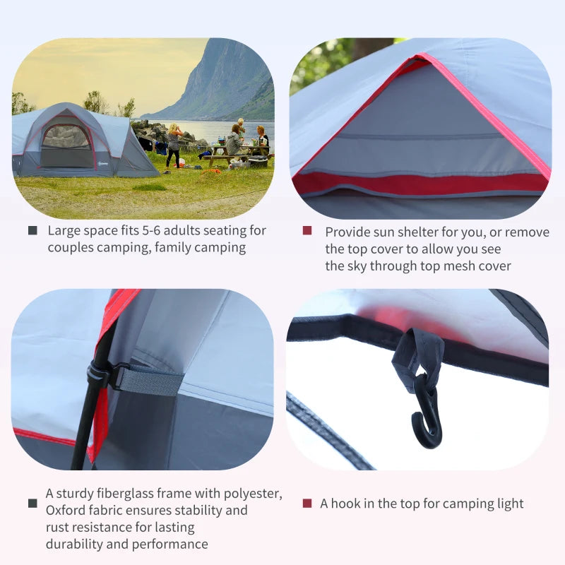 Blue Fibreglass Camping Tent for 5/6 People