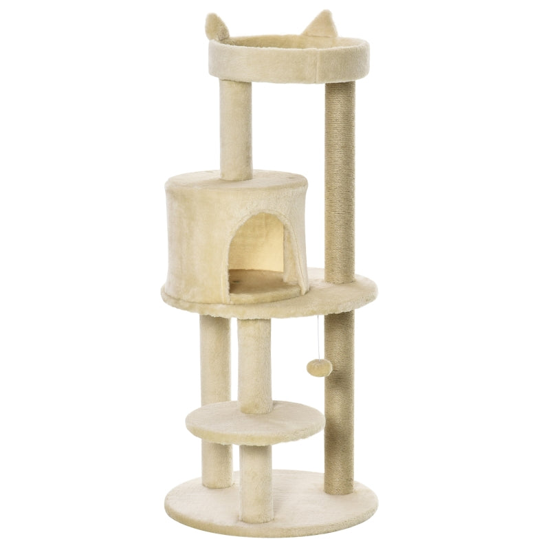 Cat Tree Tower with Scratching Posts and Plush Perch - Cream White