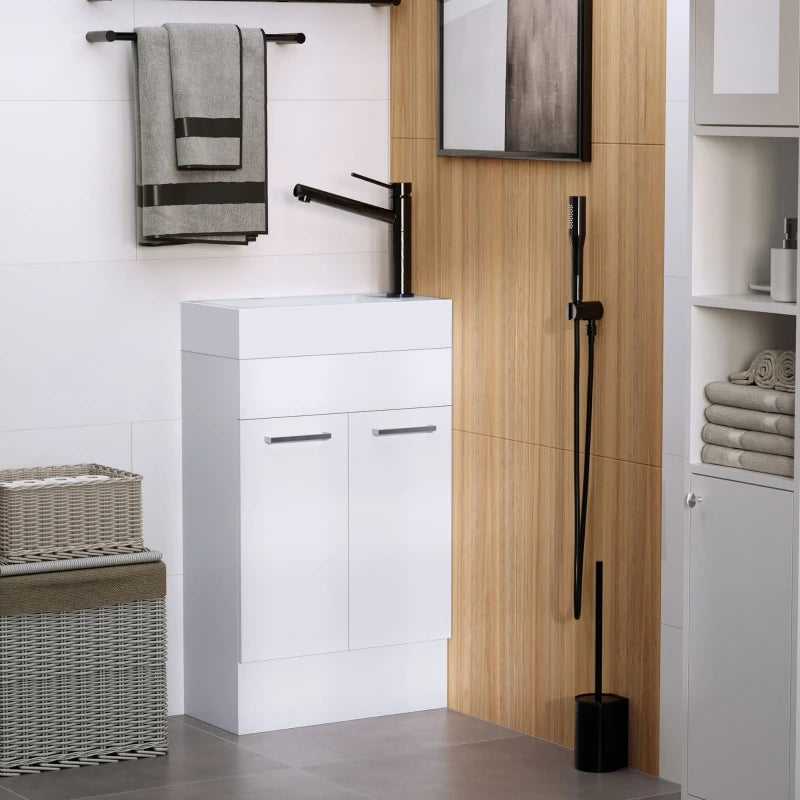 White Under Sink Bathroom Vanity with Ceramic Basin