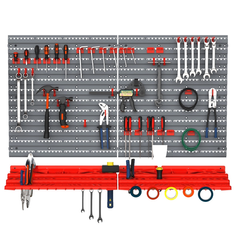 54-Piece Grey/Red On-Wall Tool Organizer Kit for Home Garage DIY