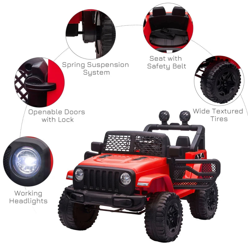 Red Off-Road Electric Ride-On Car for Kids 3-6 Years - Remote Control, Lights, Horn