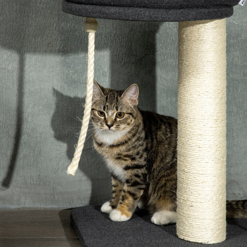 Floor-to-Ceiling 5 Tier Cat Tree with Bed, Hammock, Platforms - Black/Cream