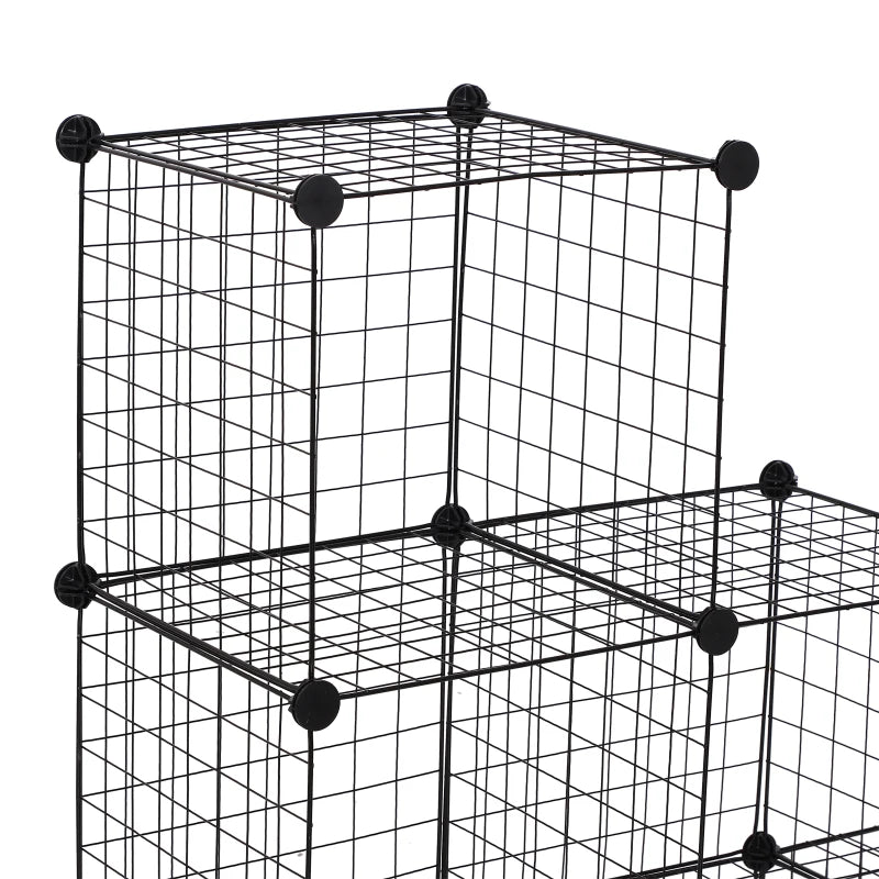 Black 6-Cube Metal Wire Storage Cabinet Organizer