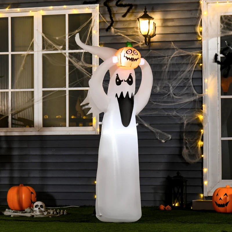 6FT LED Halloween Inflatable Ghost & Pumpkin Decoration - Outdoor Yard Decor