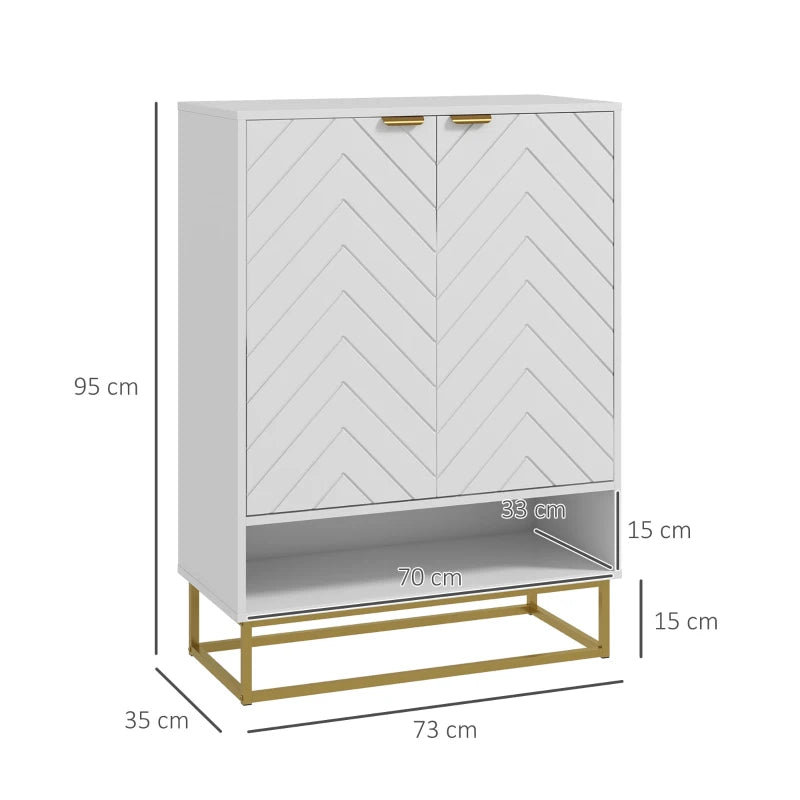 Modern White Shoe Storage Cabinet with Adjustable Shelf and Vents - Holds 12 Pairs