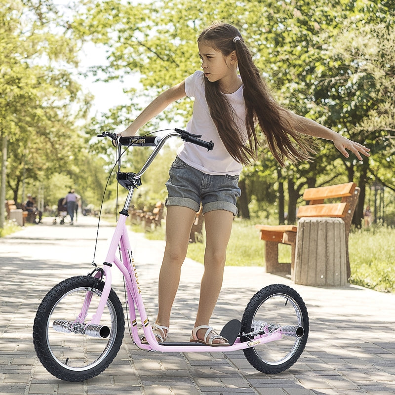 Kids Pink Stunt Scooter with Adjustable Handlebar and Dual Brakes