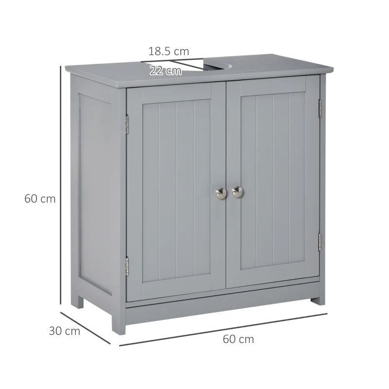 Grey Under-Sink Storage Cabinet with Adjustable Shelf - 60x60cm