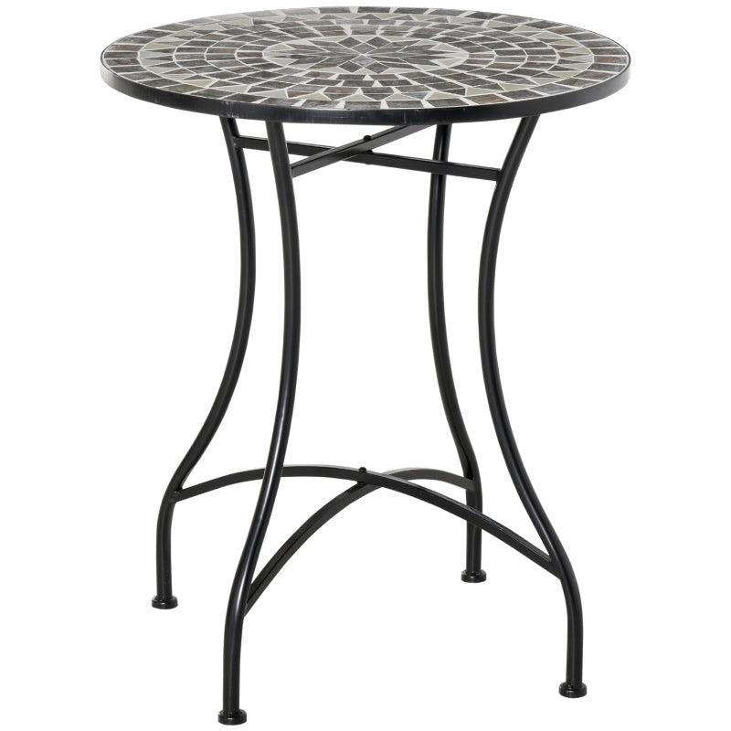 Round Grey/Black Mosaic Garden Table