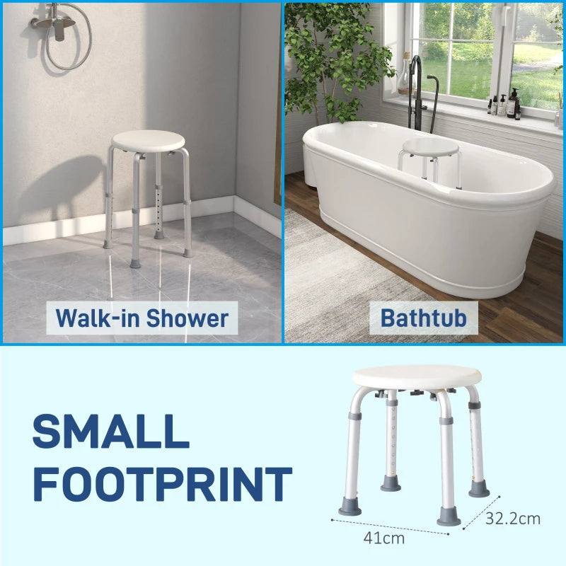 Adjustable White Bath Chair for Elderly - Safety Shower Seat