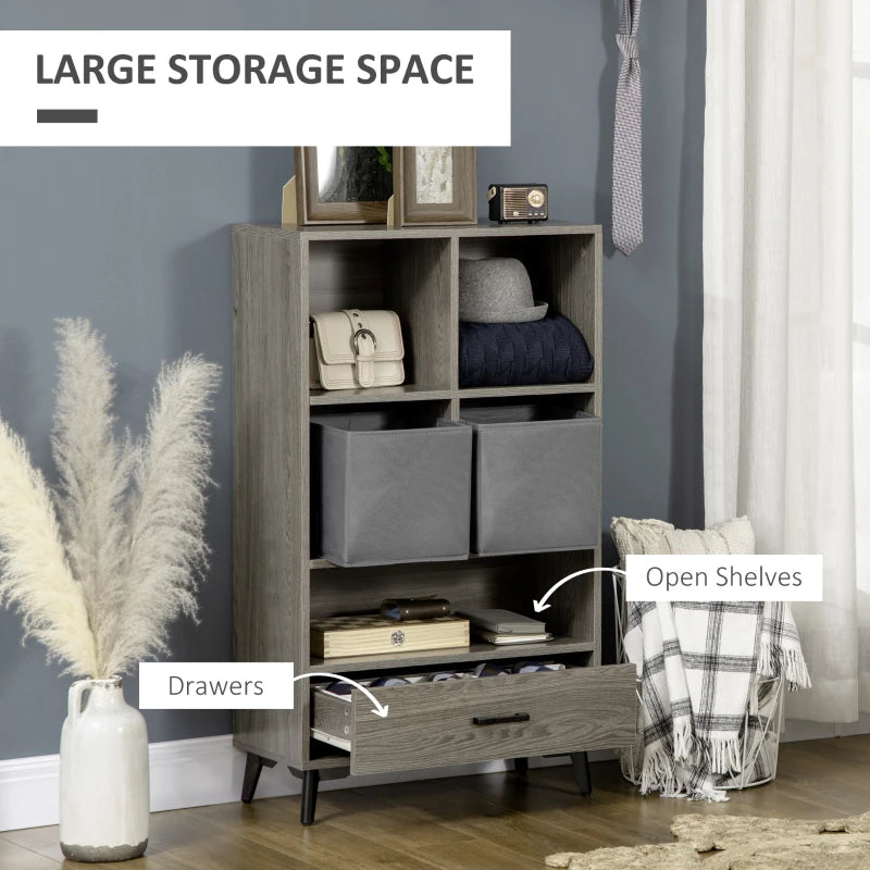 Grey Fabric Drawer Storage Cabinet for Home and Office