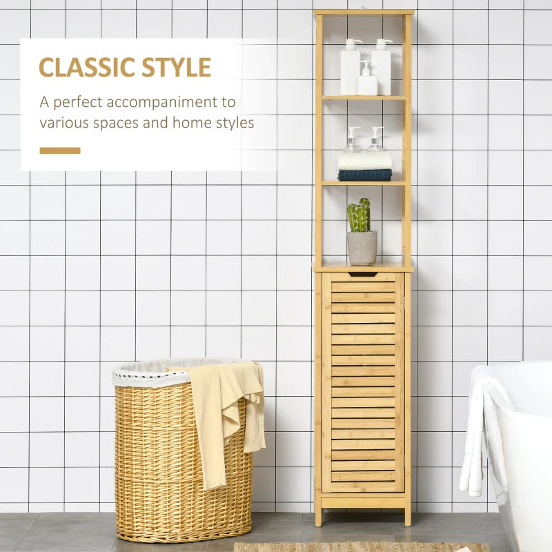 Natural Bathroom Floor Cabinet with 3 Shelves