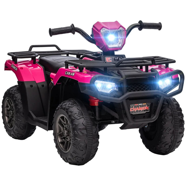 Kids Pink 12V Ride-On Quad Bike with Music and LED Headlights