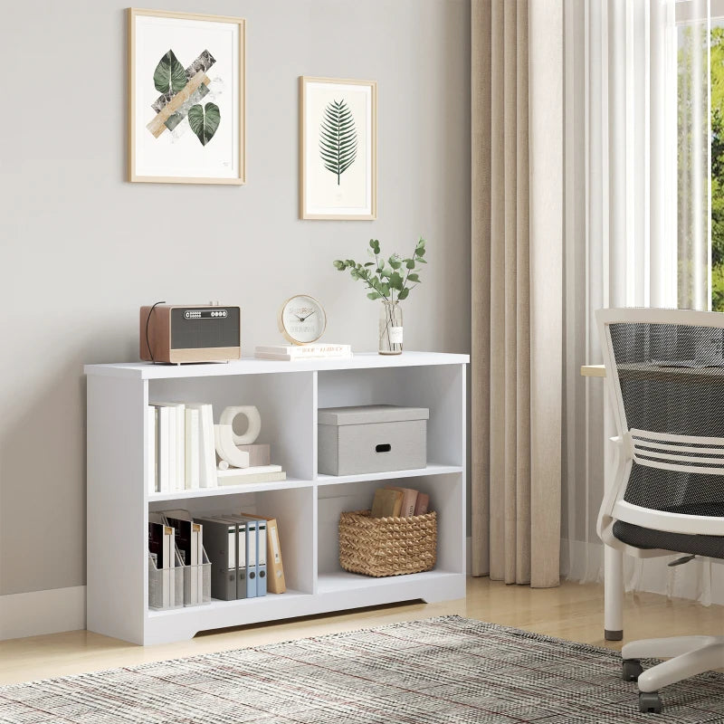 White 2-Tier Modern Cube Bookcase with Moving Shelves